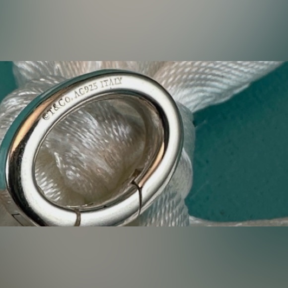 Tiffany & Co Clasping Link, BLUE ENAMEL & STERLING SILVER. NEW - Picture 2 of 3